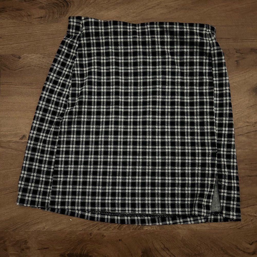 Plaid black and white Divided mini pencil skirt extra small